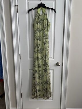 Sean Collection Lime Green Floral Halter Maxi Dress